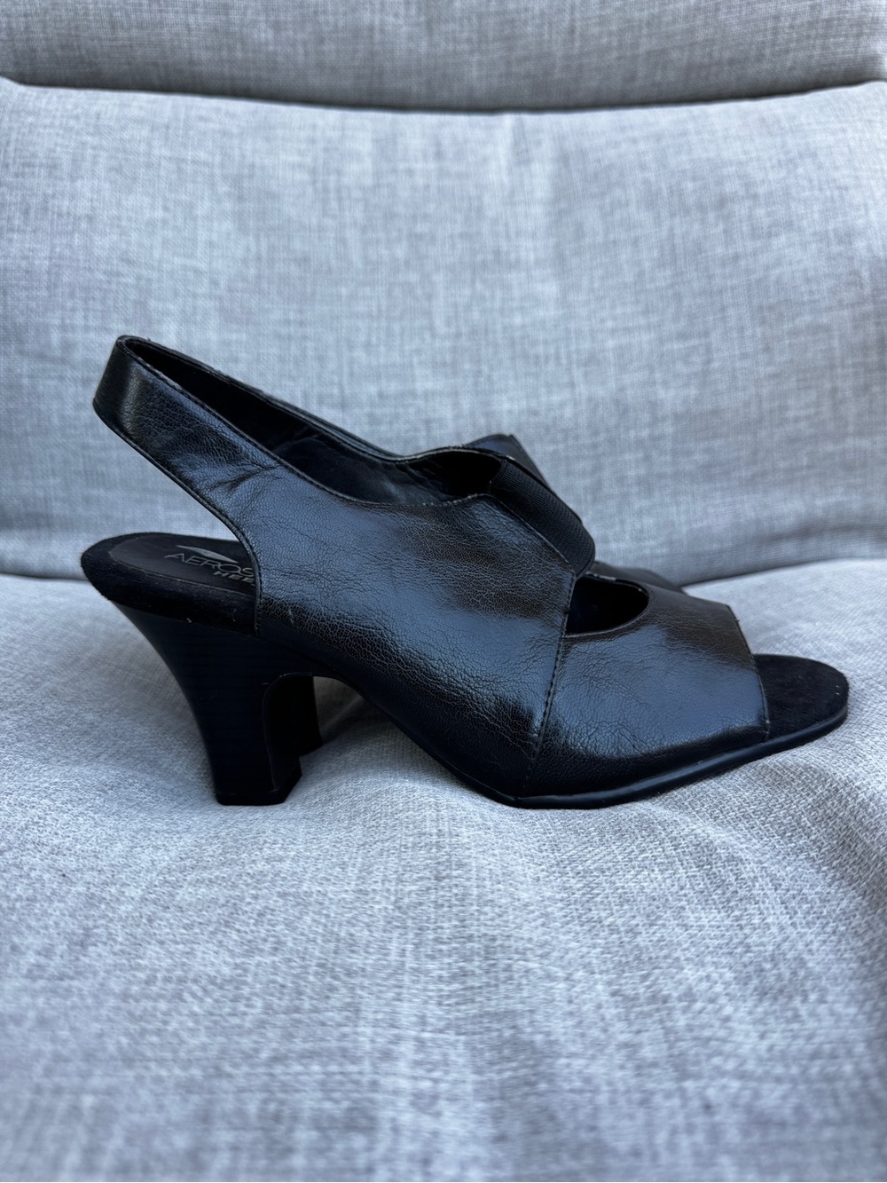 Aerosoles Heel Rest Black Open-Toe Slingback Sandal Heels